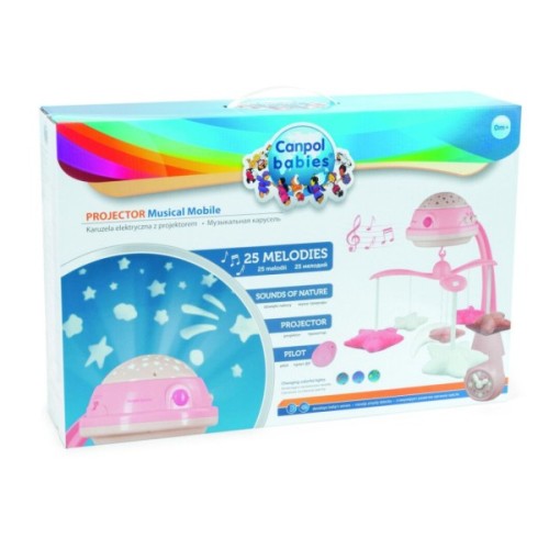 Мобіле Canpol Карусель музична електрична з проектором - рожева (75/100_pin)
