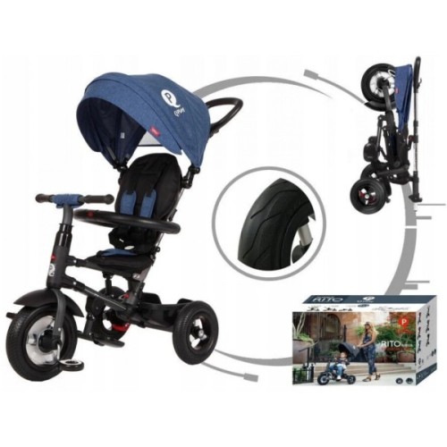 Дитячий велосипед QPlay Rito Rubber Blue складаний триколісний (S380-10BlueRubber)