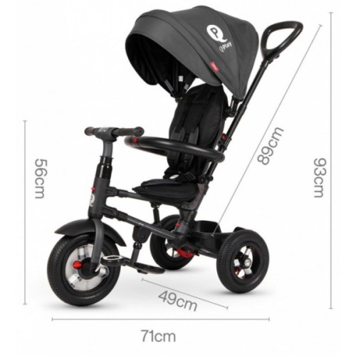 Дитячий велосипед QPlay Rito Rubber Blue складаний триколісний (S380-10BlueRubber)