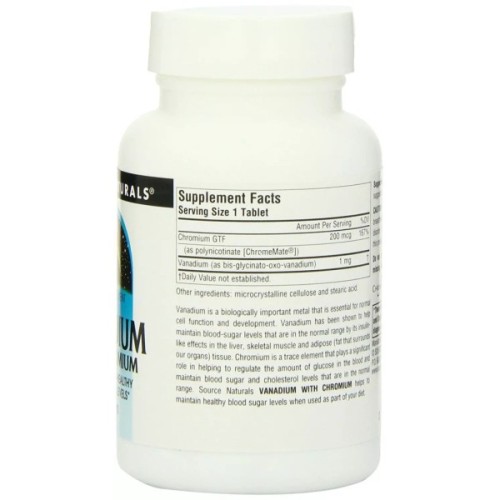 Мінерали Source Naturals Ванадій з Хромом, 90 таблеток (SNS-01835)