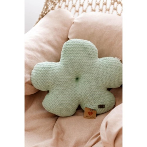 Подушка Прованс в'язана декоративна Квіточка 40 см М'ятна (033717)