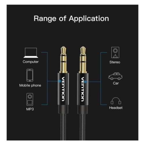Кабель мультимедійний 3.5mm M to 3.5mm M 1.0m fabric black Vention (BAGBF)