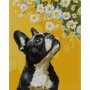 Картина по номерам Santi алмазна мозаїка Бульдог і квіти 40х50 см на підрамник (956048)