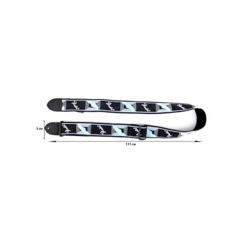 Ремінь для гітари Fender Strap 2" Monogrammed Black/Light Grey/Medium Blue (204092)