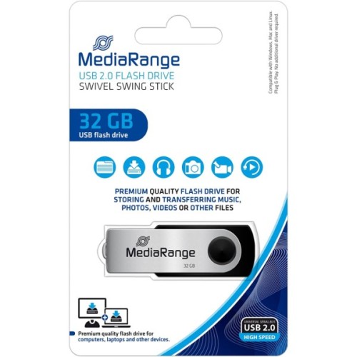 USB флеш накопичувач Mediarange 32GB Black/Silver USB 2.0 (MR911)