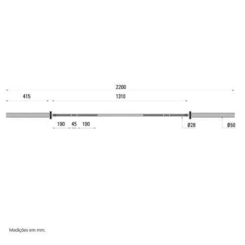Гриф Toorx Max 1000 Kg Cross Competition 220 см 50 мм (BO-1000) (932175)