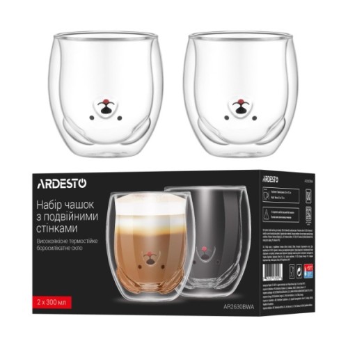 Набір склянок Ardesto Animals 300 мл 2 шт прозорий (AR2630BWA)