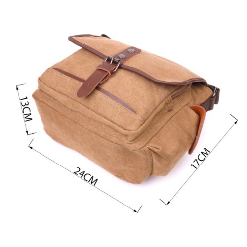 Сумка Vintage Чоловіча з клапаном з текстилю Коричнева (21249)