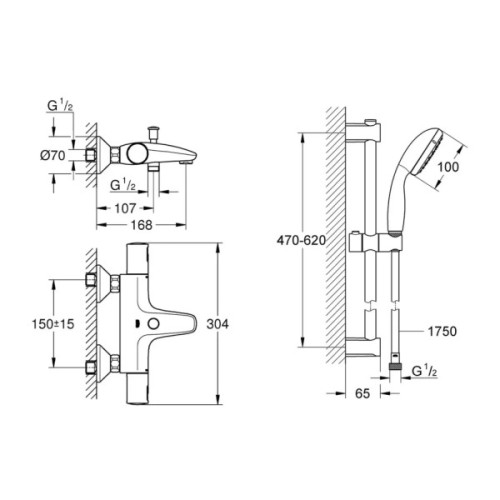 Душовий гарнітур Grohe QuickFix Precision Start Black (UA303907T1)