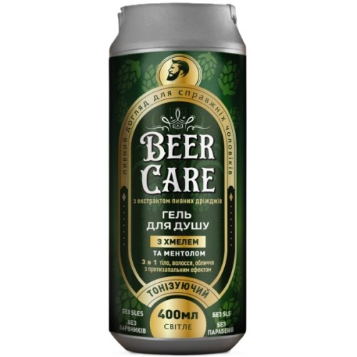 Гель для душу Beer Care 3 в 1 З хмелем та ментолом Тонізувальний 400 мл (4820164641996)