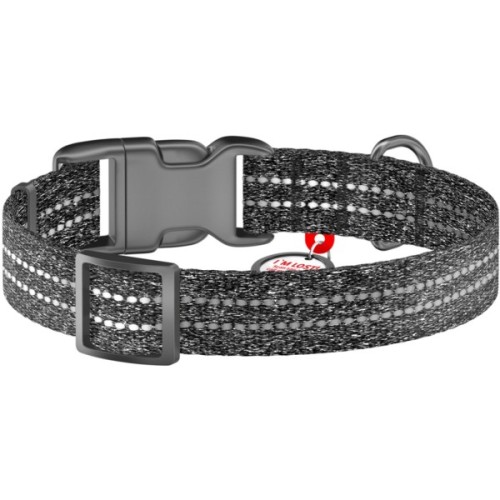 Нашийник для тварин WAUDOG Re-cotton з QR паспортом світловідбивний Ш 25 мм Д 33-49 см сірий (029211)