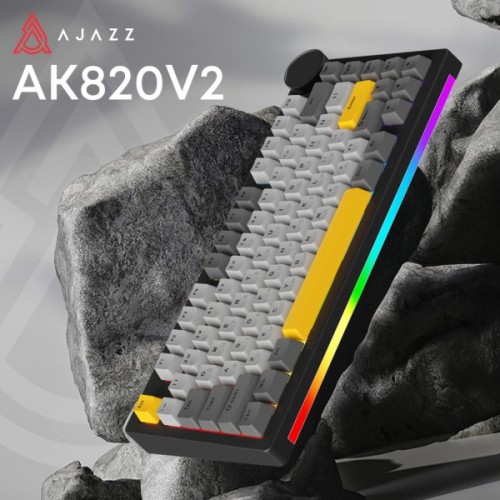 Клавіатура Ajazz AK820 V2 Coconut Flake Switch Wireless/Bluetooth/USB UA Black/Gray/Yellow (AK820-V2-CF-BGY)