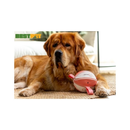 Іграшка для собак MISOKO&CO М'яч надувний у формі баскетбольного м'яча білий з рожевим 15 см (KINMSK70112)