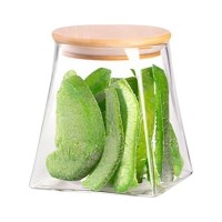 Ємність для сипучих продуктів Ardesto Midori 700мл, скло, бамбук, конусна, прозорий (AR1374BBC)