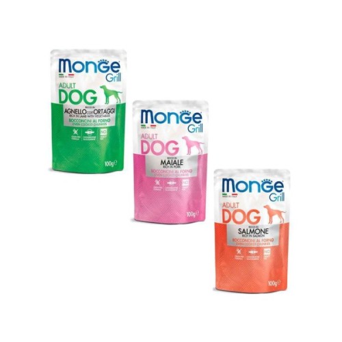 Вологий корм для собак Monge Dog Grill Mix Lamb&Pork&Salmon 12*100 г (8009470017503)