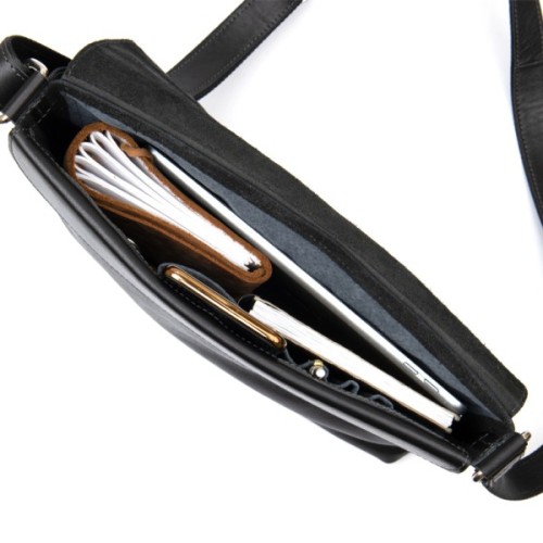 Сумка Grande Pelle Шкіряна чоловіча Чорна (11429)