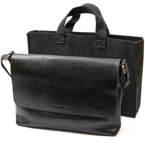 Сумка Grande Pelle Шкіряна чоловіча Чорна (11429)