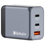Зарядний пристрій Verbatim GaN 65 W 3 ports (2xUSB-C-65 W /USB-A -3.0) (32201)