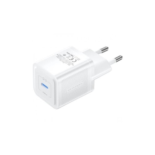 Зарядний пристрій Vention 1xUSB-C PD20W GaN + cable USB-C to USB-C white (TZ-FEPW0-EU-01)