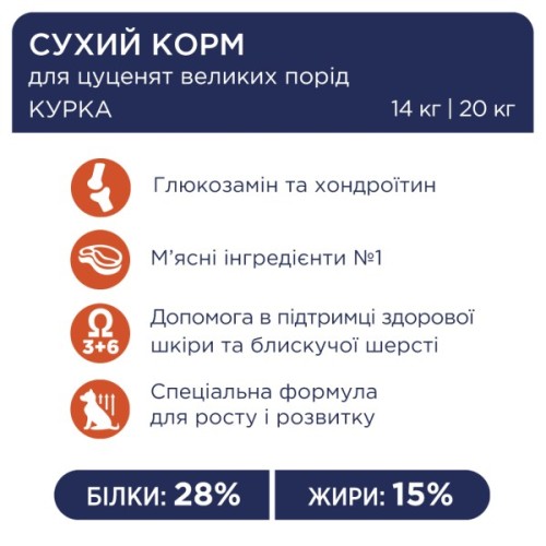 Сухий корм для собак Club 4 Paws Преміум. Для цуценят великих порід зі смаком курки 2 кг (4820083909481)