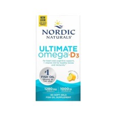 Вітамінно-мінеральний комплекс Nordic Naturals Омега-3 та вітамін D3, 1280 мг та 25 мкг (1000 МО), смак лимона, Ultima (NOR-01794)