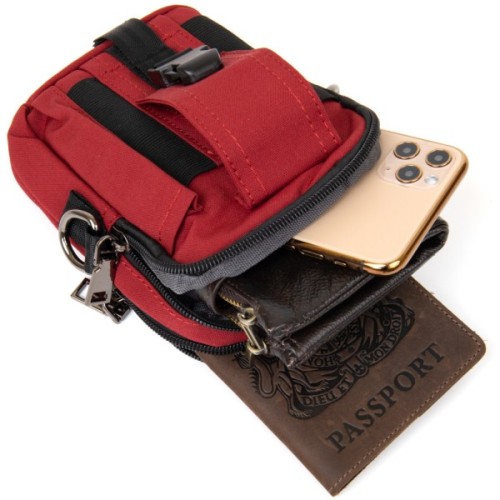 Сумка Vintage На пояс нейлон Червона (20647)