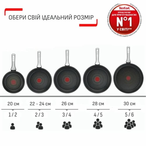 Сковорода Tefal Halo EUCALYPTUS, 28см, алюміній, бакеліт, сірий (G0160602)