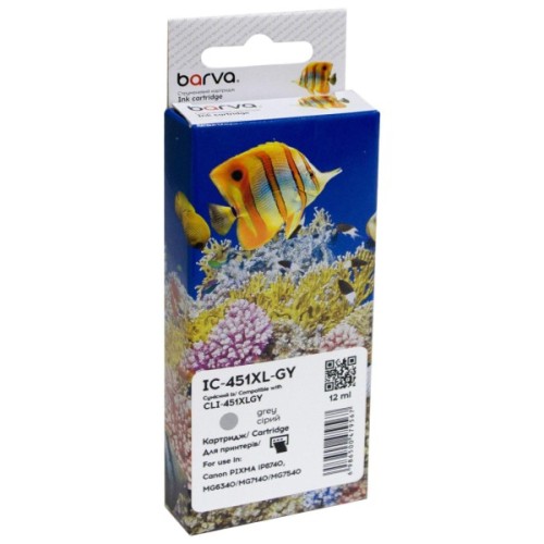 Картридж Barva Canon CLI-451GY XL (6476B001) 3350с (IC-451XL-GY)