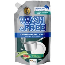 Засіб для ручного миття посуду Wash&Free Екстракт алое вера та лісової суниці Дой-пак 500 г (4823128001300)