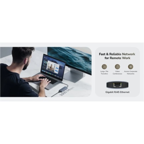 Концентратор Cudy USB-C 6-in-1 1xHDMI 4K + 1xUSB-C + 1xUSB 3.0 5Gbps + 2xUSB 2.0 (UH606)
