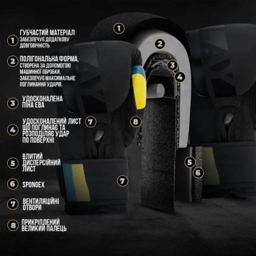 Боксерські рукавички PowerPlay 3021 Ukraine Чорніі 8 унцій (PP_3021_8oz_Black)