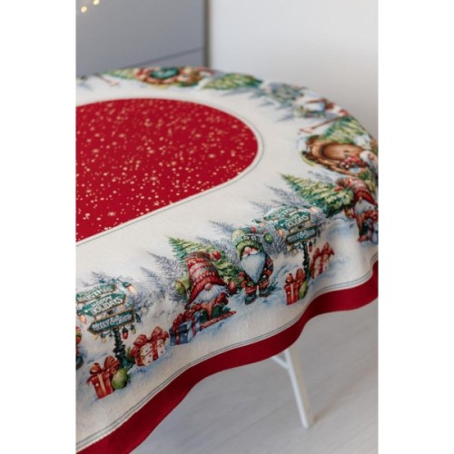 Скатертина Прованс гобеленова Різдвяне багаття овал 135х180 см (037412)