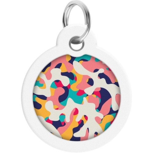 Адресник для тварин WAUDOG Smart ID з QR паспортом "Камо різнокольоровий", круг 30 мм (230-0206)