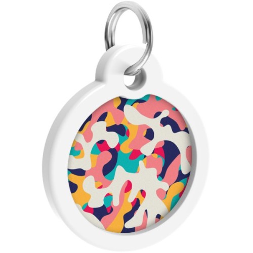 Адресник для тварин WAUDOG Smart ID з QR паспортом "Камо різнокольоровий", круг 30 мм (230-0206)