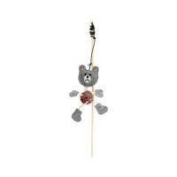 Іграшка для котів Hippie Pet Вудка з ведмедиком сіра 40 см (HIPCW2303010-1)