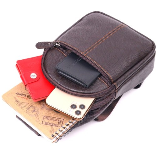 Сумка Vintage Чоловіча через плече з натуральної шкіри Коричнева (21308)