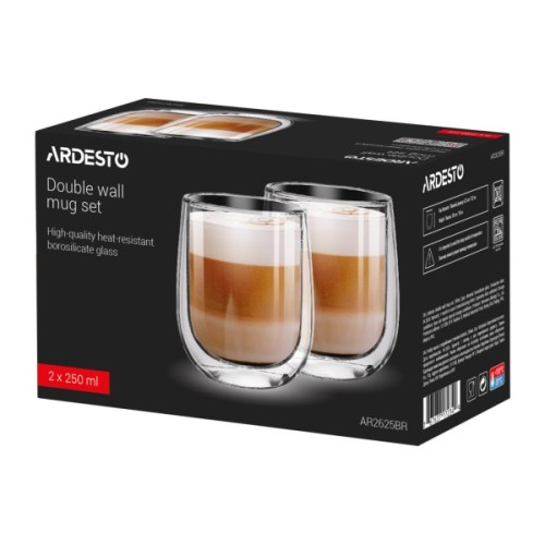 Набір склянок Ardesto з подвійними стінками BR 250 мл 2 шт прозорий (AR2625BR)