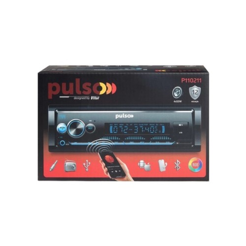 Автомагнітола PULSO RGB, USB, FM, RCA, LCD-дисплей, 4х50 Вт (P110211)