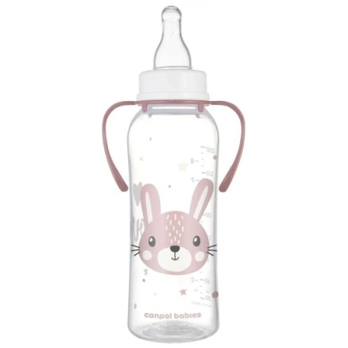 Пляшечка для годування Canpol babies CUTE ANIMALS стандартна з ручками 250 мл рожева (11/845_pin)