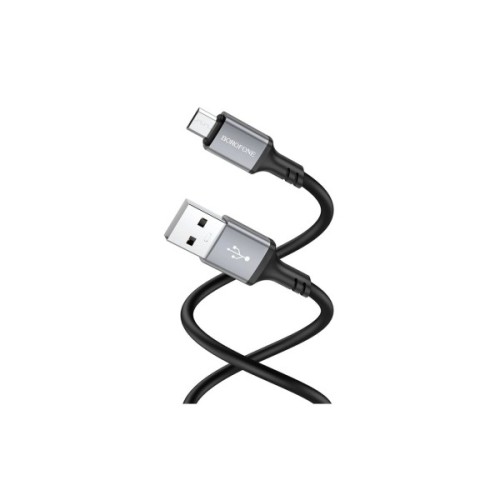 Дата кабель USB 2.0 AM to Micro 5P 1.0m silicone black BOROFONE (6974443386387)