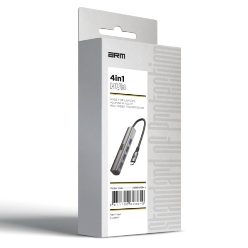 Концентратор Armorstandart USB-C to 4USB Grey (ARM69364)
