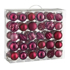 Ялинкова іграшка House Of Seasons Кульки і прикраси Пластик 60 шт D7 см D6 см Фуксія (8720967923786)