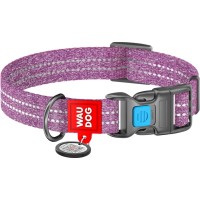 Нашийник для тварин WAUDOG Re-cotton з QR паспортом світловідбивний Ш 25 мм Д 33-49 см фіолетовий (02929)