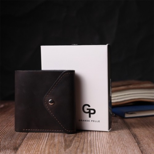 Гаманець Grande Pelle З матової натуральної шкіри Коричневий (16810)