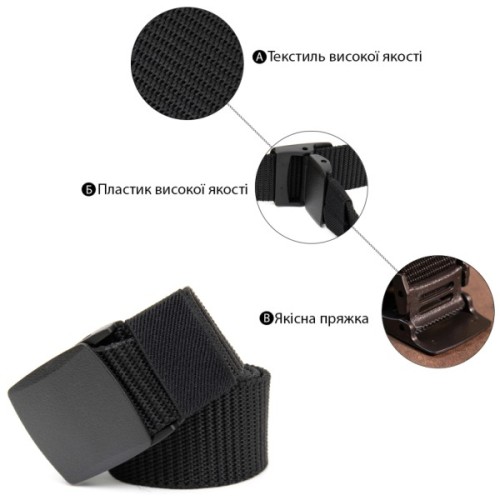 Ремінь Vintage Текстильний Чорний (20540)