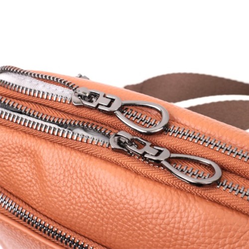 Сумка Vintage Містка Жіноча з кишенями з натуральної шкіри Коричнева (22601)