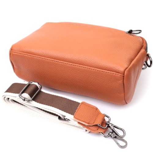 Сумка Vintage Містка Жіноча з кишенями з натуральної шкіри Коричнева (22601)