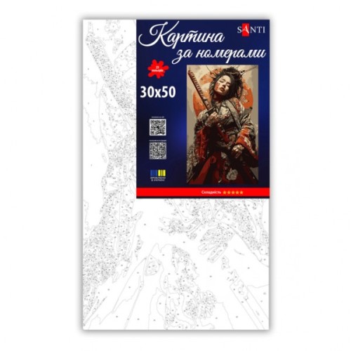 Картина по номерам Santi Дівчина самурай 30х50 см (955554)