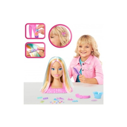 Ігровий набір Barbie Лялька-манекен для зачісок "Кольорове перевтілення" Barbie з аксесуарами (JFG81)