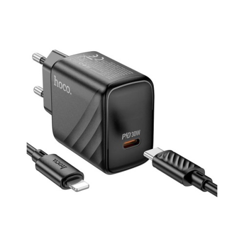 Зарядний пристрій HOCO CS22A Value USB-C PD30W + cable USB-C to Lightning Black (6942007609920)
